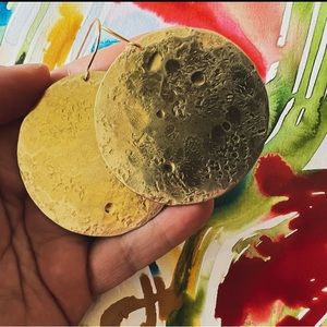 Women’s Beautiful Brass Full Moon Circle Earrings